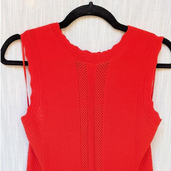 House Of Harlow Orange Red High Neck Crochet Sleeveless Maxi Midi Dress, size L - Picture 4 of 11